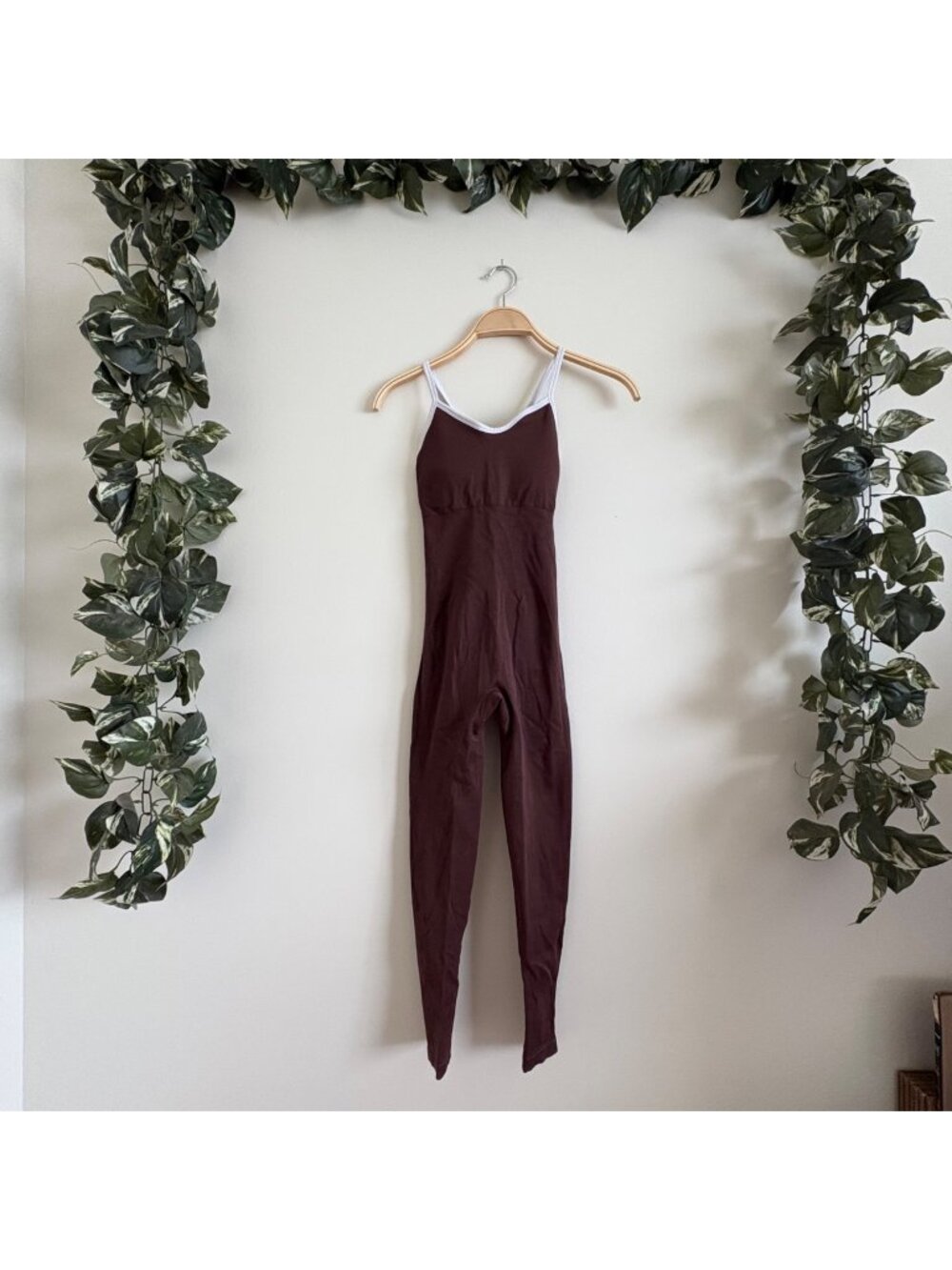 No Brand Racerback Strap Ribbed Knit Athletic Playsuit Brown Women’s Size S